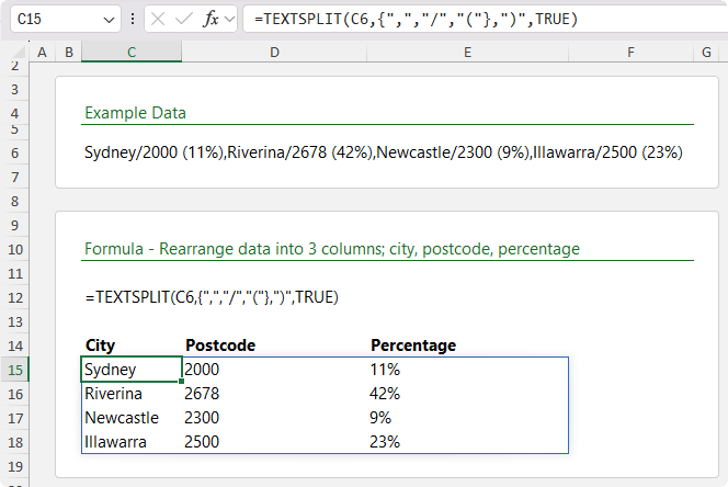 How to clean Messy Text With TEXTSPLIT and Multiple Delimiters in Excel?