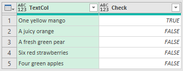 results table of exact match string search