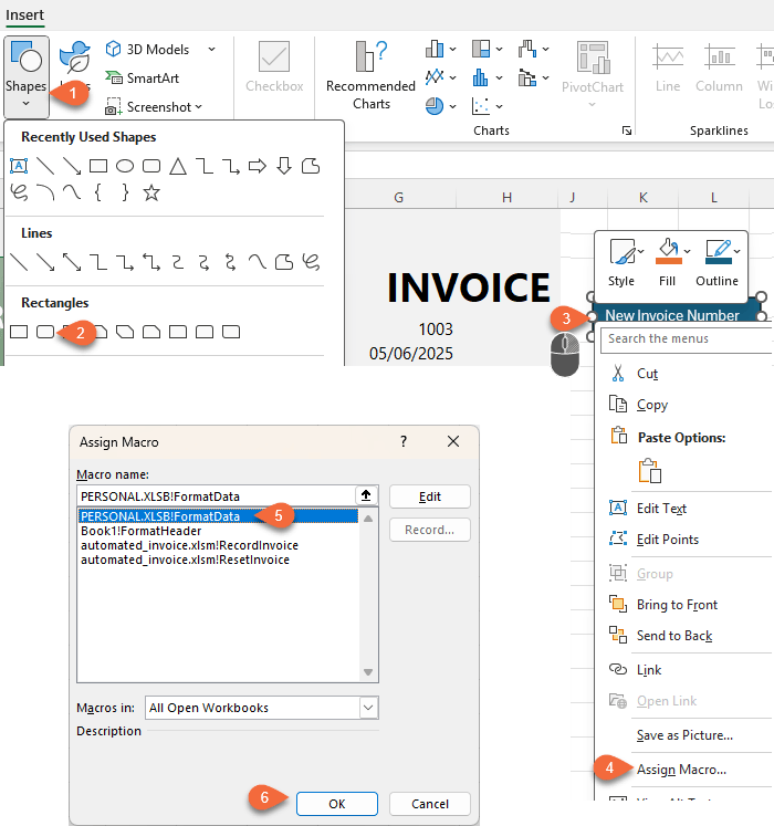 how to assign a macro to a button in Excel?