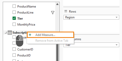 How to create a measure in Power Pivot in Excel?