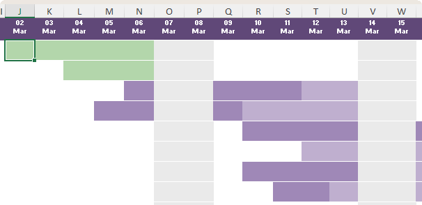 How to shade weekends in an Excel Gantt Chart?