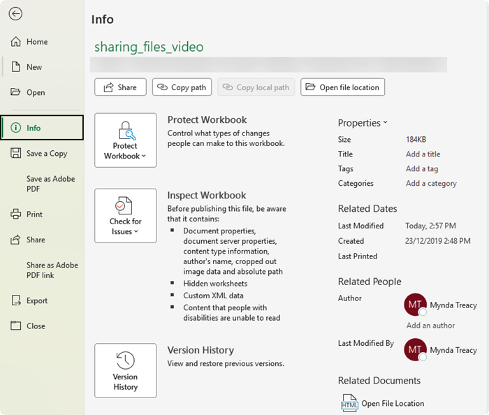 How to remove personal information from Excel?