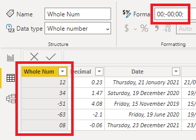 correct negative numbers