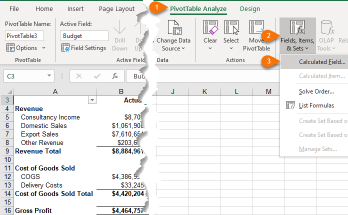 excel pivottable calculated field