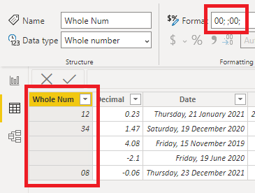 hide negative numbers