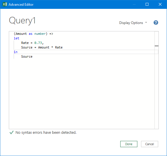 custom function to convert currency