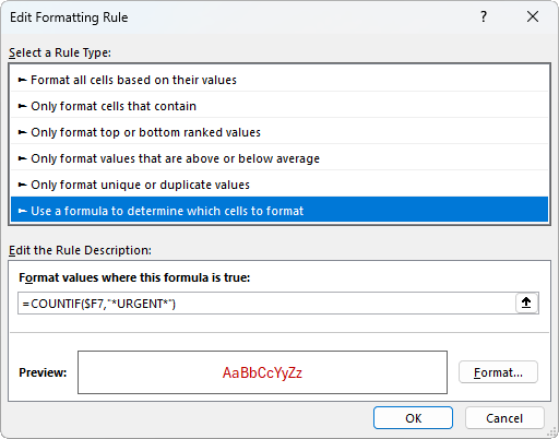 Using wildcards with Conditional Formatting in Excel?