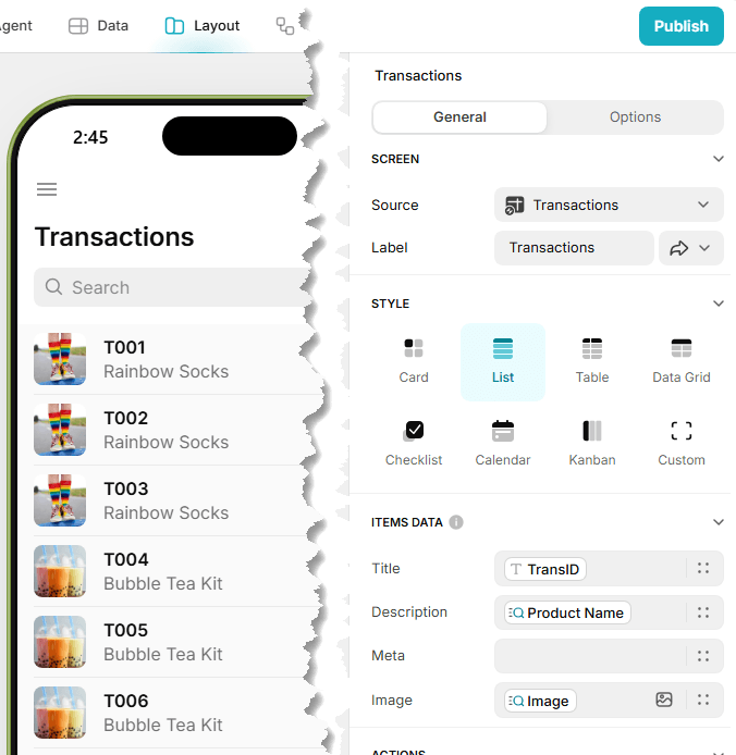How to create an app layout in Glide?