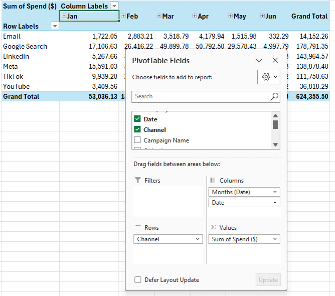 How to group data in PivotTables in Excel?