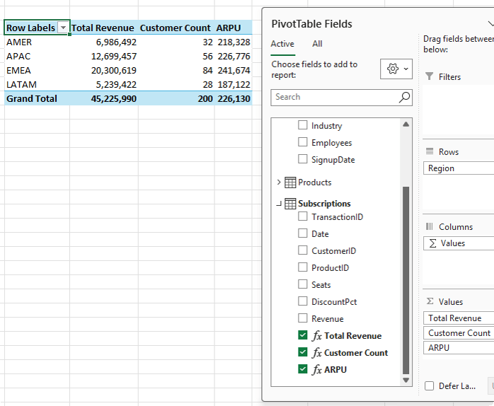 How to create a measure based on other measures in Power Pivot in Excel?