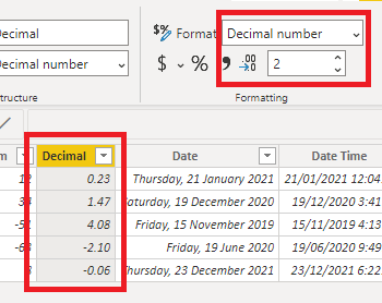 default decimal formats