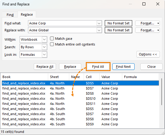 Why use Find all in Excel's find and replace tool?
