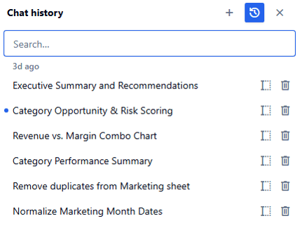 how to check chat history in Quadratic AI?