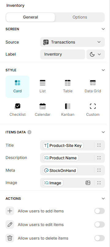 What to display on a dedicated screen in Glide?