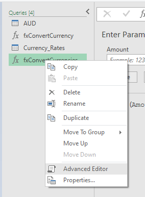 open the advanced editor for the duplicate query
