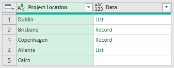 lists and records in column