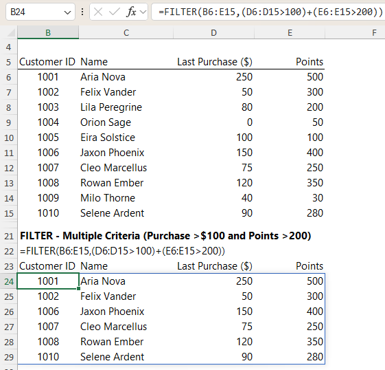 Boolean Tests using FILTER Function