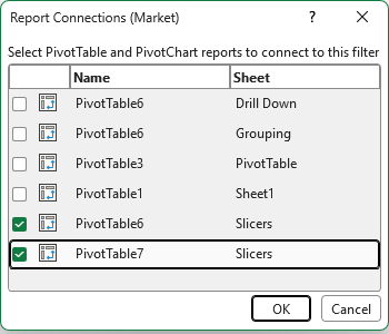 Single Slicer filtering multiple PivotTables in Excel