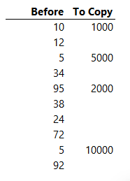 Copy Values Without Blanks Before