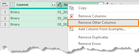 remove other columns
