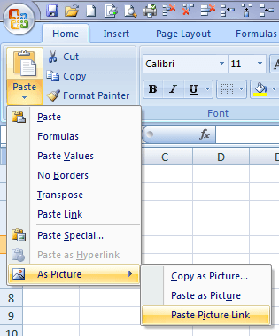 Paste Linked Picture in 2007