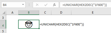 excel function to convert hex code to emoji