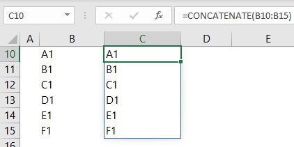 CONCATENATE function example