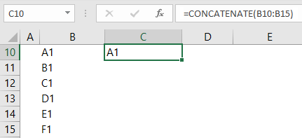 CONCATENATE will only return the first result