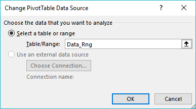 Change PivotTable Data Source
