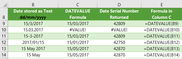 Excel DATEVALUE Function