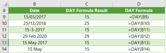 Excel DAY Function