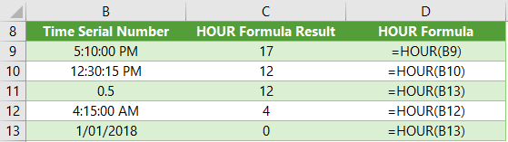 Excel HOUR Function