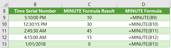 Excel MINUTE Function