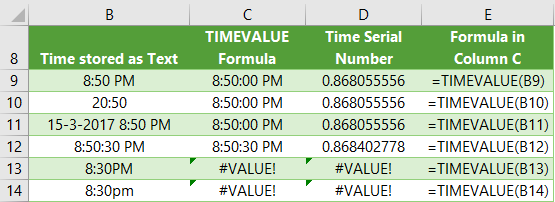 Excel TIMEVALUE Function