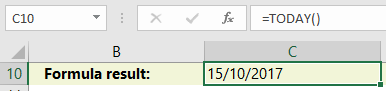 Excel TODAY Function