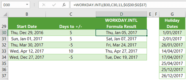 Excel WORKDAY.INTL Function 2