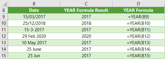 Excel YEAR Function