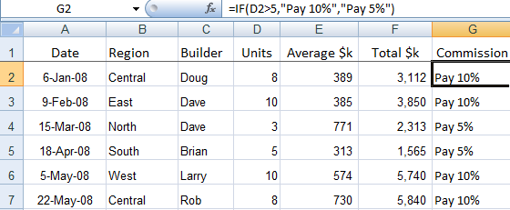 Excel IF function