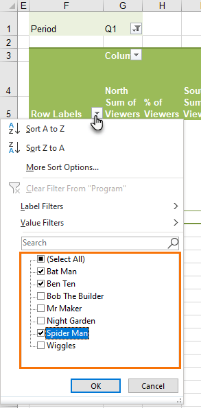 Filter Pivot Table