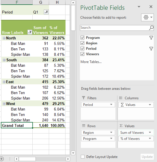 excel pivot table class