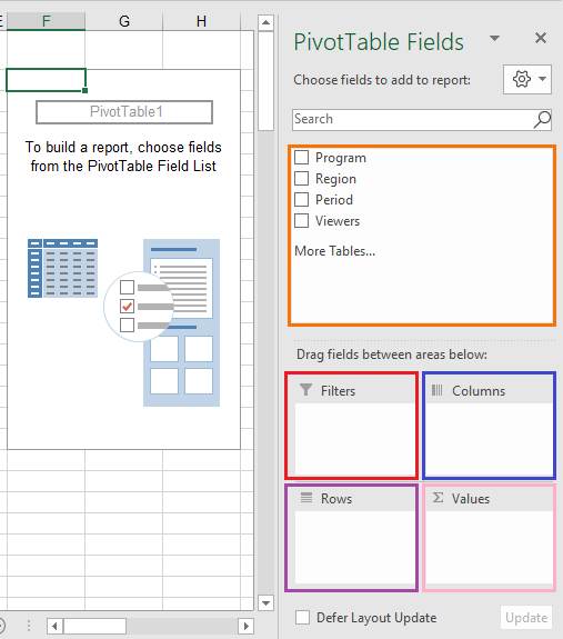 PivotTable Field List Window