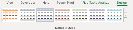Excel Pivot Table Styles
