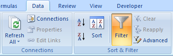 excel filters icon on ribbon