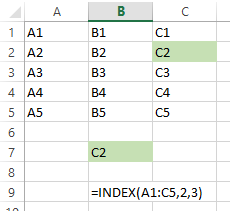 INDEX function example