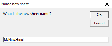 Input box asking for new worksheet name