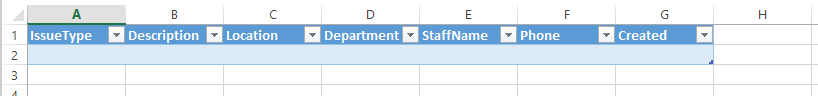 Issues table and columns in workbook