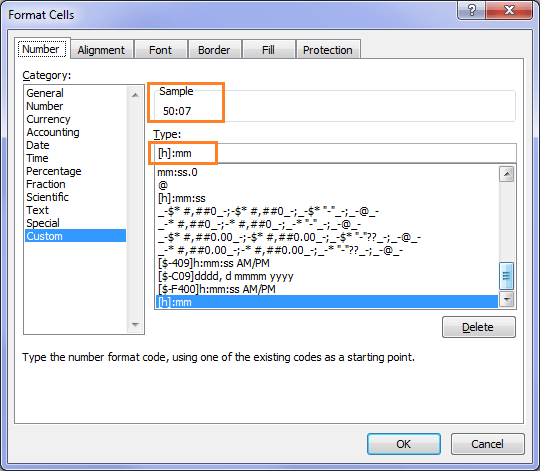 use custom format to sum time values