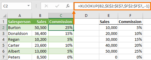 XLOOKUP approximate match