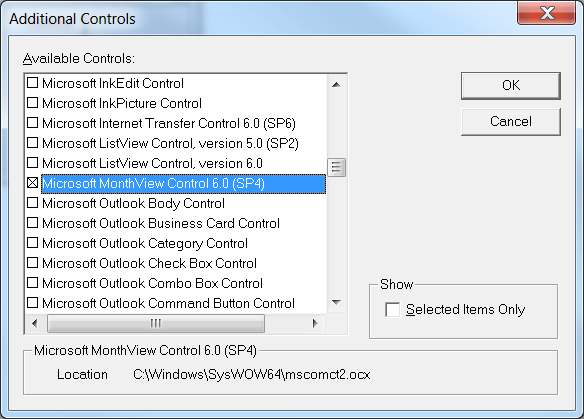 Microsoft Monthview Control 6.0 (Sp4)