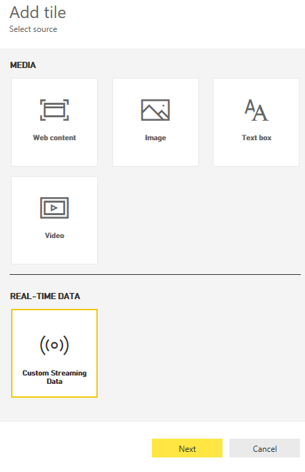 add custom streaming data tile